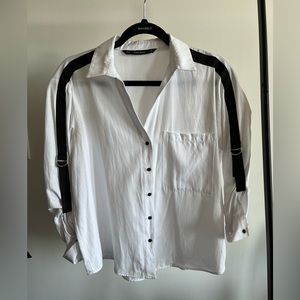 Zara White & Black Button Up Shirt